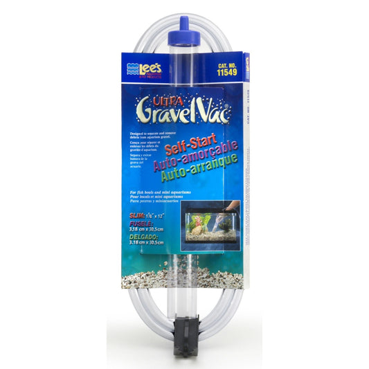 Lee's Aquarium & Pet Products Ultra GravelVac Self-Start Gravel Vacuum Cleaner with Clip 1ea/1 1/4In X 12 in, Slim