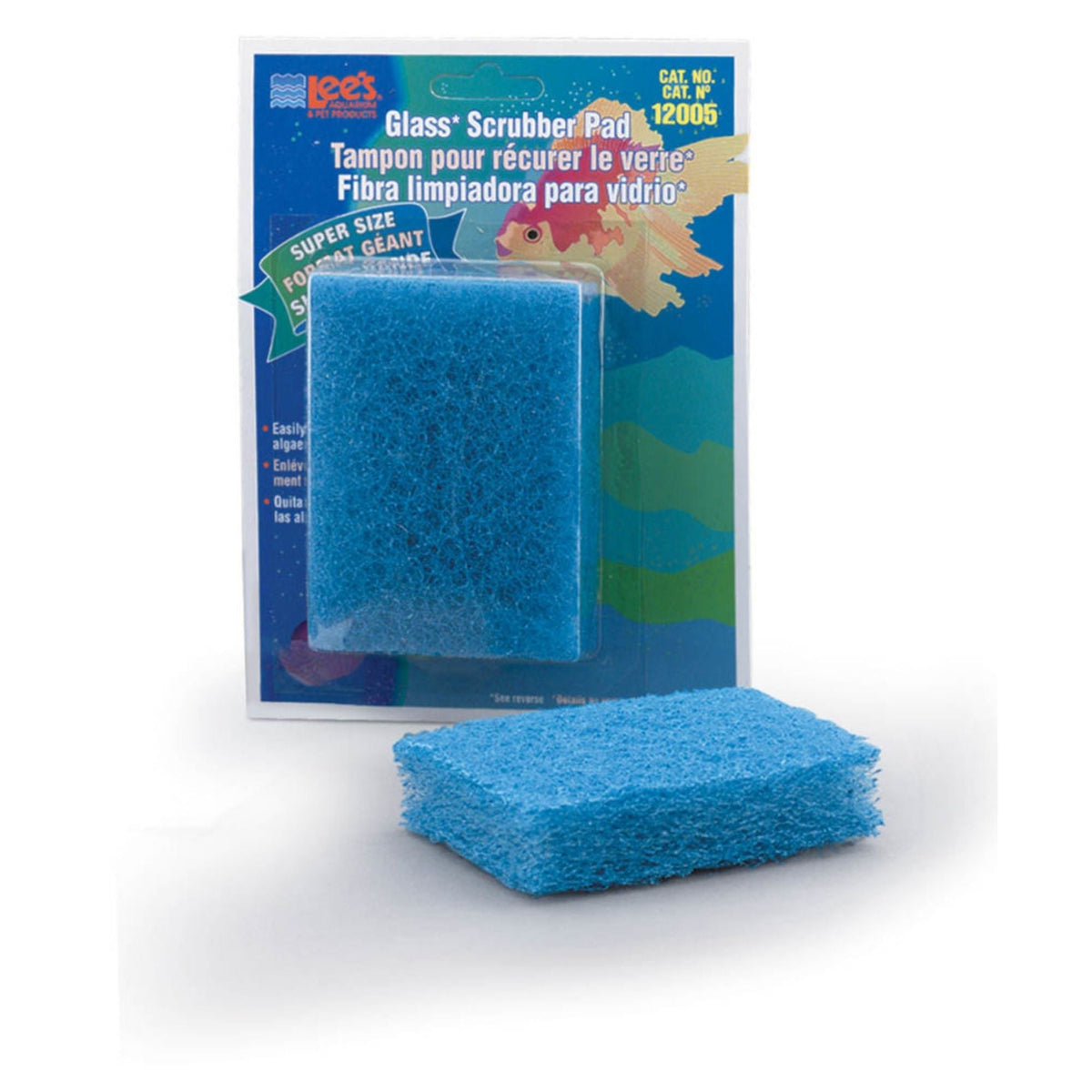 Lee's Aquarium & Pet Products Scrubber Pad for Glass Aquariums  Blue, 1ea/3 In X 4 in, Super-Size