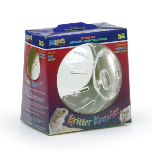 Lee's Aquarium & Pet Products Kritter Krawler Clear View-Thru Running Ball Clear, 1ea/Dwarf