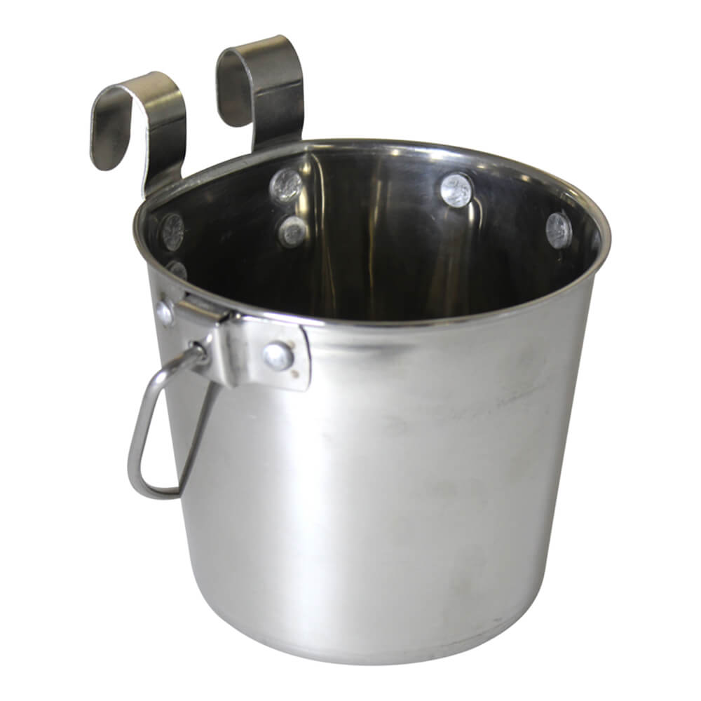 Stainless Steel Pail, Flat Sided Hook-On with Rivets, 13 qt