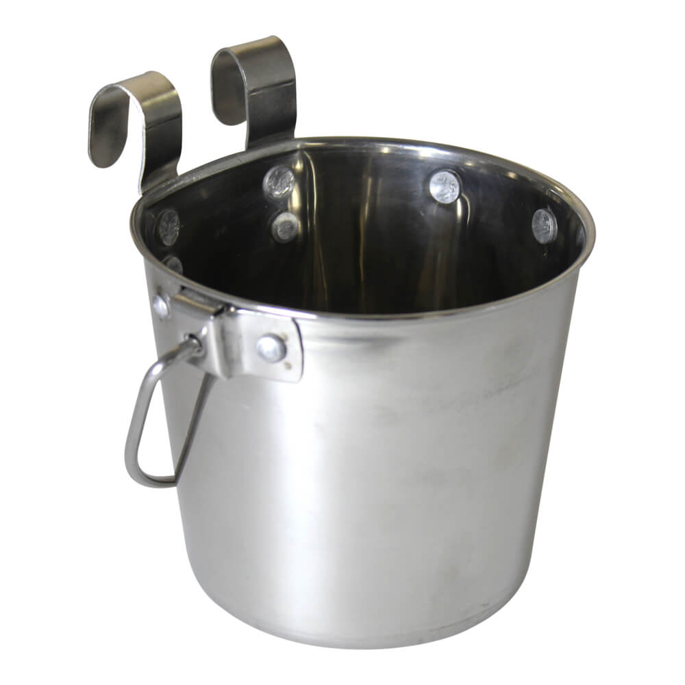 Stainless Steel Pail, Flat Sided Hook-On with Rivets, 2 qt