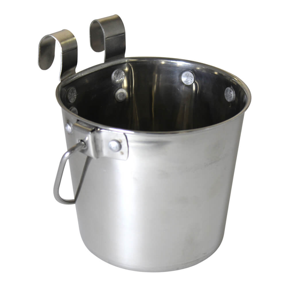 Stainless Steel Pail, Flat Sided Hook-On with Rivets, 4 qt