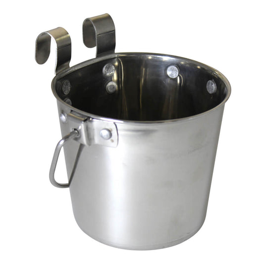 Stainless Steel Pail, Flat Sided Hook-On with Rivets, 4 qt