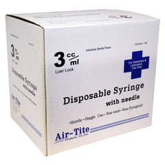 Jeringas Air-Tite con agujas 3 cc LL x 25 g x 5/8"