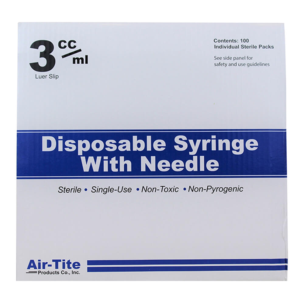 Air-Tite Syringes w/Needles  3cc LS x 25 g x 5/8"