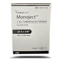 Monoject Syringe with Needle, 1 cc TB with 25g x 5/8"