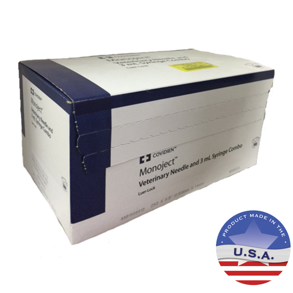 Monoject Syringe with Needle, 3 cc LL with 25g x 5/8, 100ct