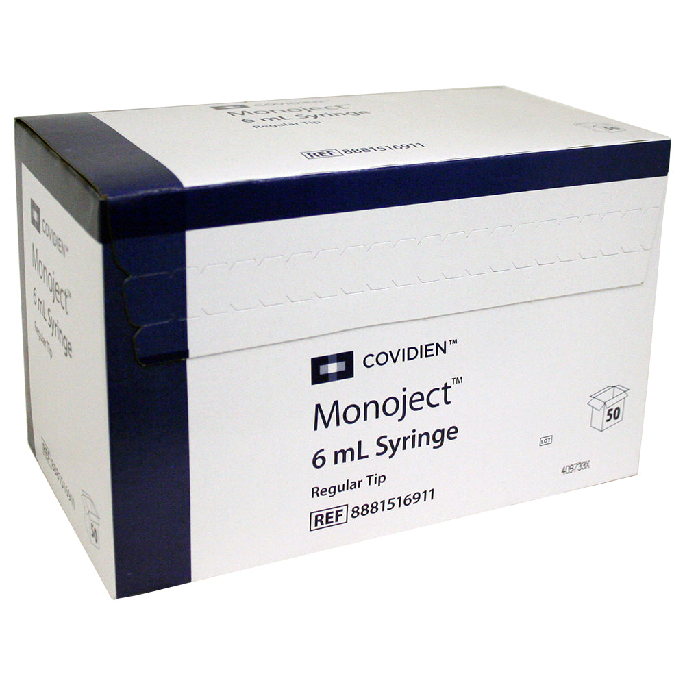 محقنة Rx Monoject سعة 6 سم مكعب، 50 قطعة