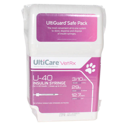 UltiCare U-40 Insulin Syringe w/ Disposal  3/10cc  29 Gauge x 1/2"  100 ct