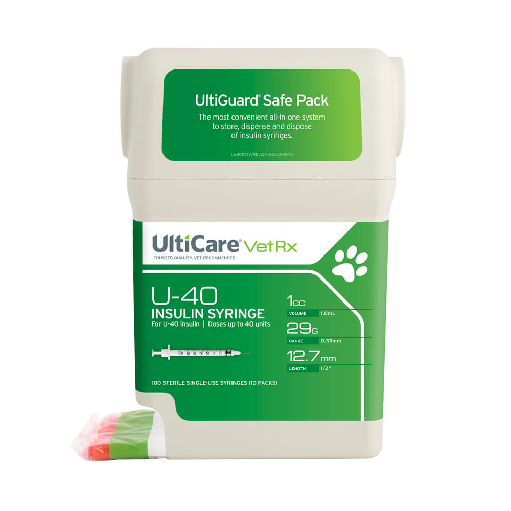 محقنة الأنسولين UltiCare U-40 مع التخلص منها 1 سم مكعب 29 مقياس × ½ 100 قرص