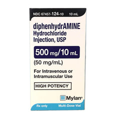 Rx Diphenhyrdramine 50mg/ml x 10ml injectable