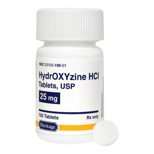 Rx Hydroxyzine 25mg x 100 tablets
