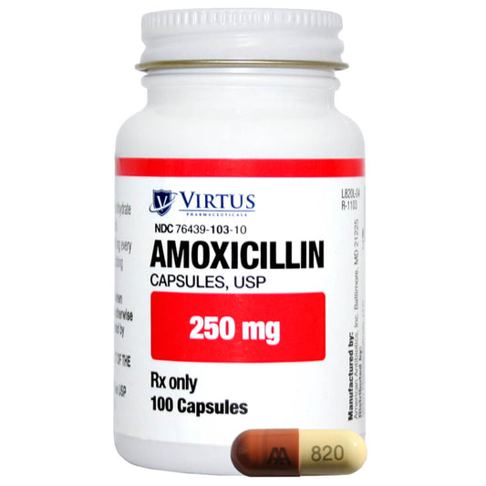 Rx Amoxicillin Capsules  250 mg x 100 ct