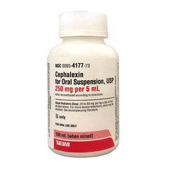 Rx Cephalexin 250mg/5mL x 100mL suspension