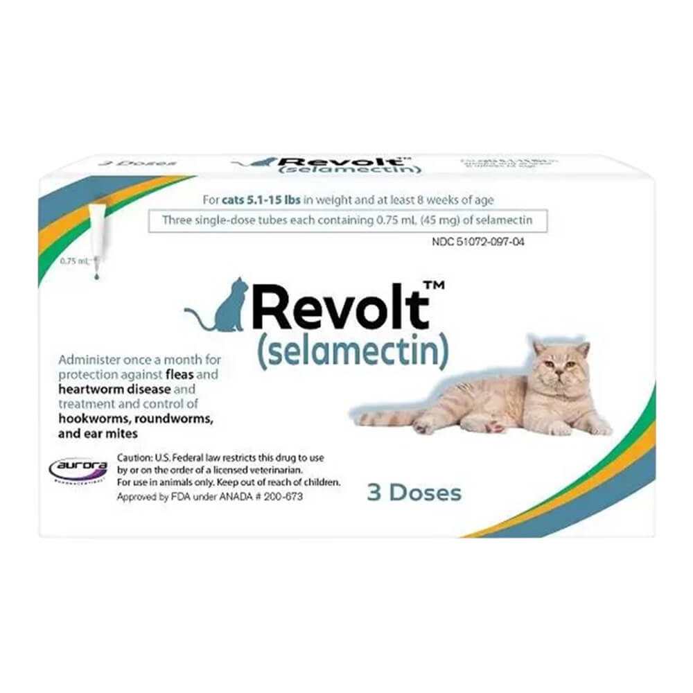 Rx Revolt (selamectina) para gatos de 2.3 a 6.8 kg (5.1-15 lbs) paquete de 3