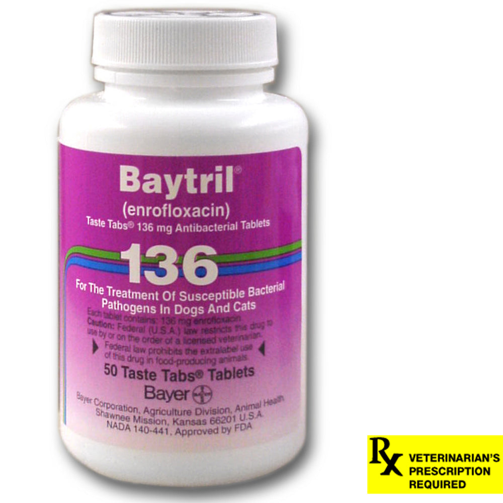Rx Baytril 136 mg x 50 taste tablets