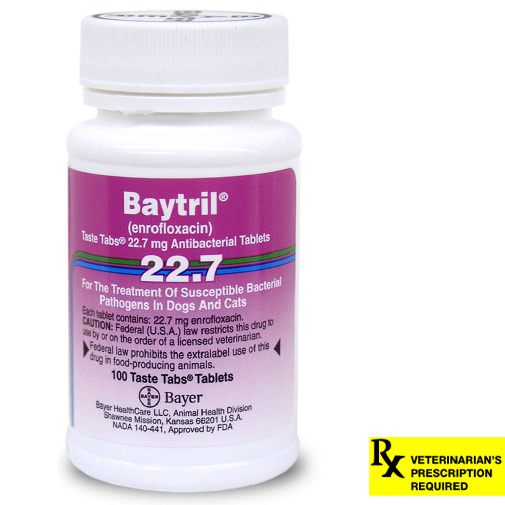 Rx Baytril 22.7mg x 100 taste tablets
