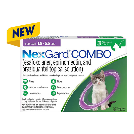 Rx Nexgard Combo Tópico para Gatos, 1.8-5.5 libras, paquete de 3