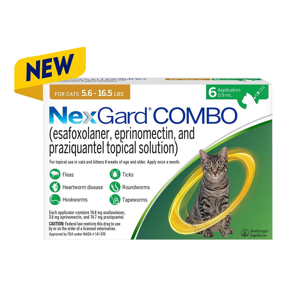 Rx Nexgard Combo Topical for Cats, 5.6-16.5lbs, 6pk