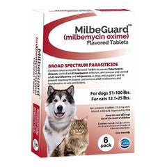 Rx Milbeguard, Dog 51-100 lb/Cat 12.1-25 lb (Red), 6 Flav Tabs
