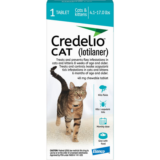 Rx Credelio Cat 4.1-17 رطل (أزرق مخضر) × قرص واحد