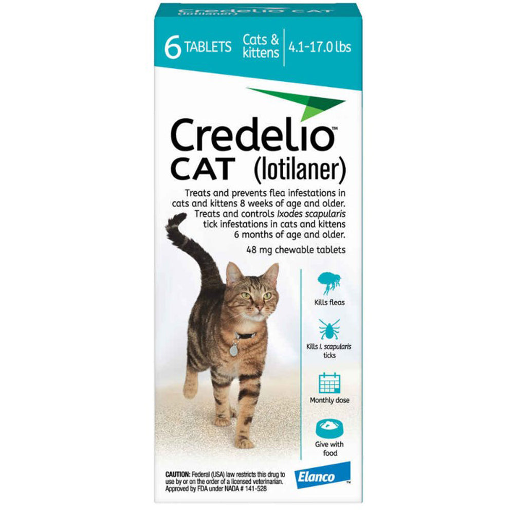 Rx Credelio Cat 4.1-17 رطل (أزرق مخضر) × 6 أقراص