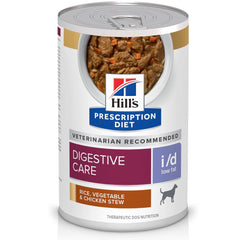Rx Hill's Prescription Diet i/d Digestive Care Low Fat Rice, Vegetable & Chicken Stew Wet Dog Food 12.5 oz, Case of 12 cans