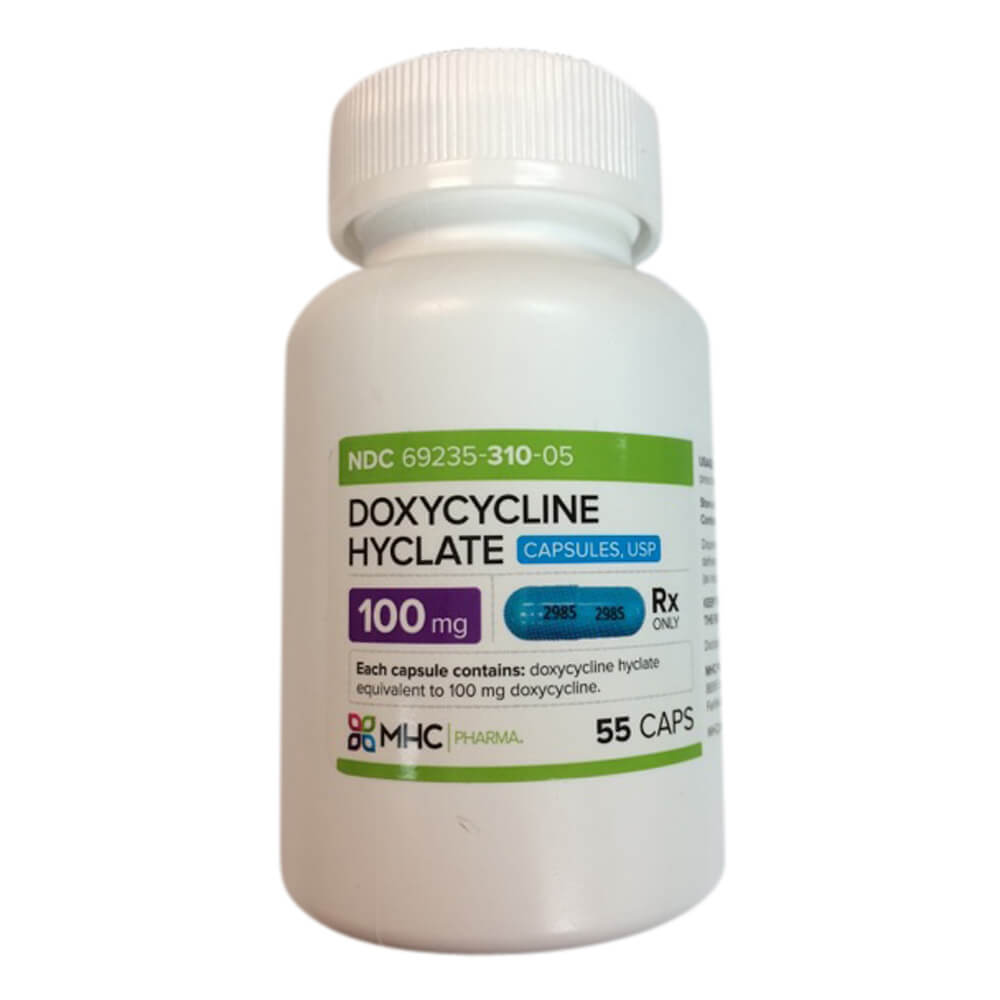 Rx Doxycycline 100mg x 55 capsules