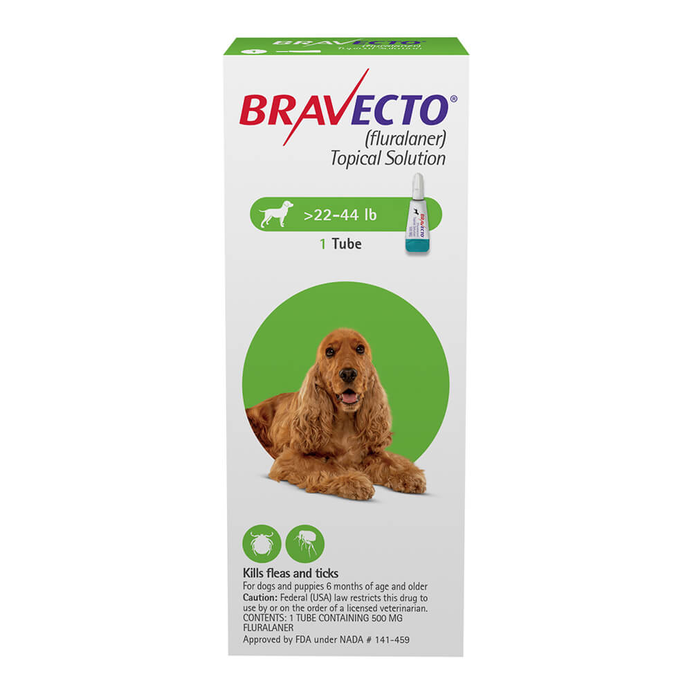 Rx Bravecto top Dog 500mg 22-44lbs x 1 tube