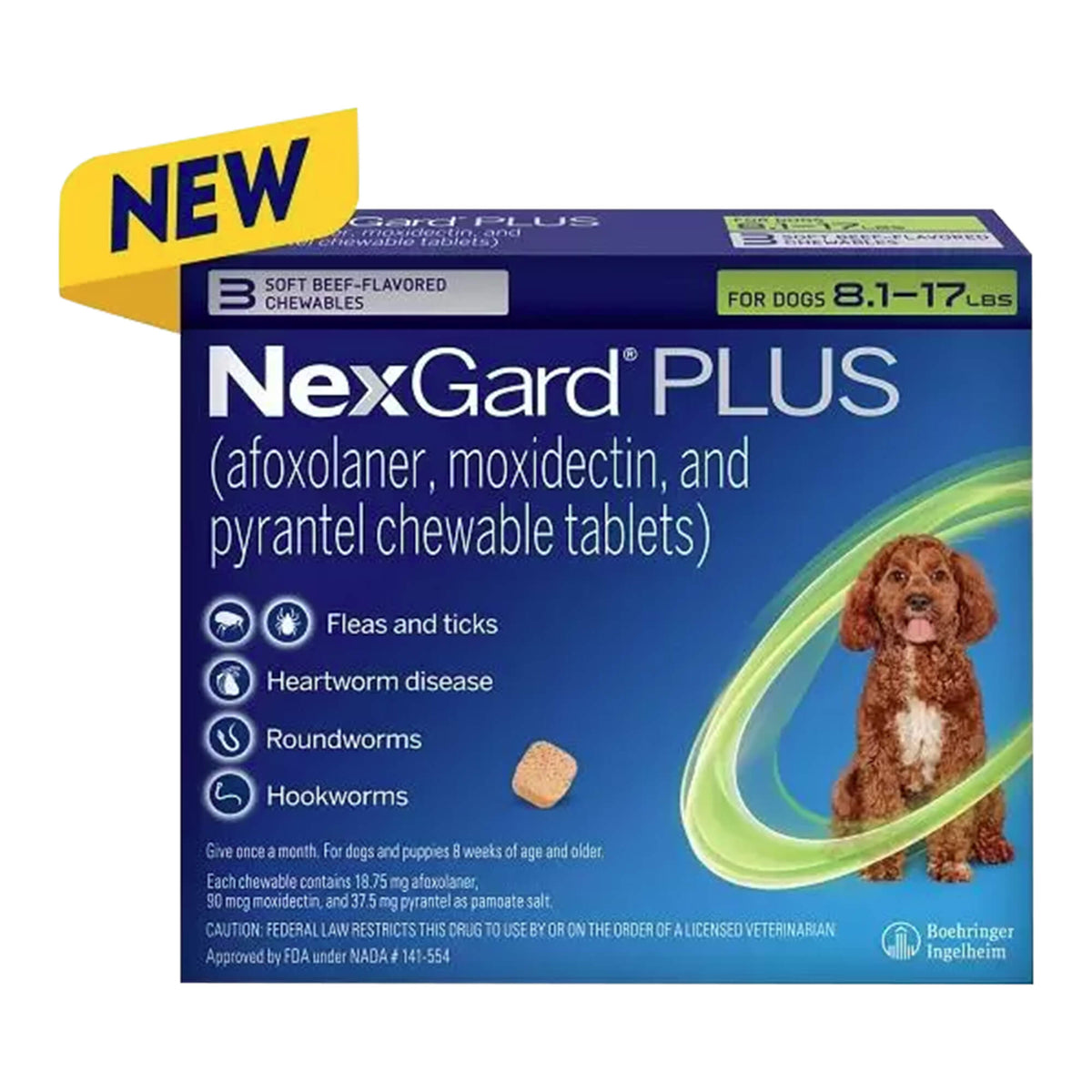 Rx Nexgard Plus, 8.1-17 lbs, 3pk