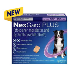 Rx Nexgard Plus، 33.1-66 رطلاً، عبوة من 3 قطع