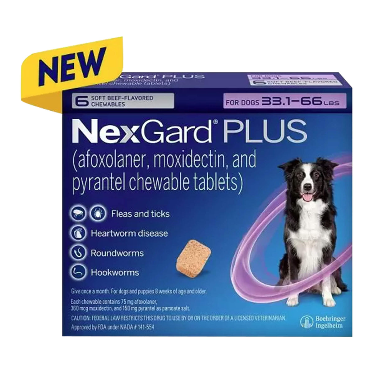 Rx Nexgard Plus, 33.1-66 lbs, 6pk