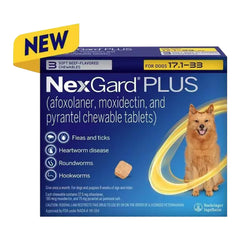 Rx Nexgard Plus, 17.1-33 libras, paquete de 3