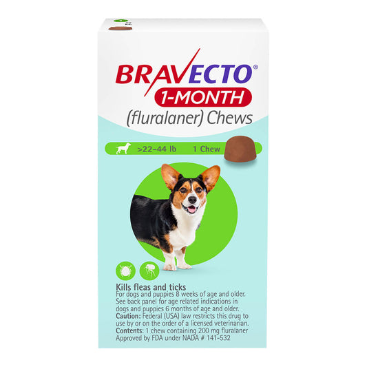 وصفة طبية Bravecto لمدة شهر واحد من 22 إلى 44 رطلاً × قرص واحد