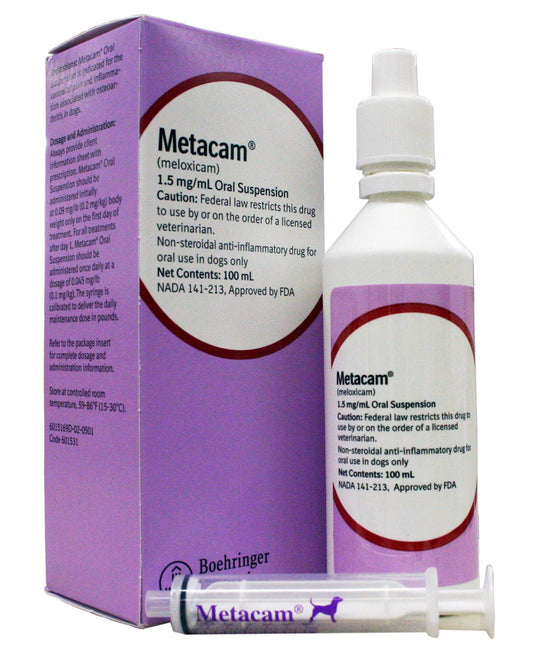 Rx Metacam oral suspension 1.5 mg/ml x 100 ml bottle