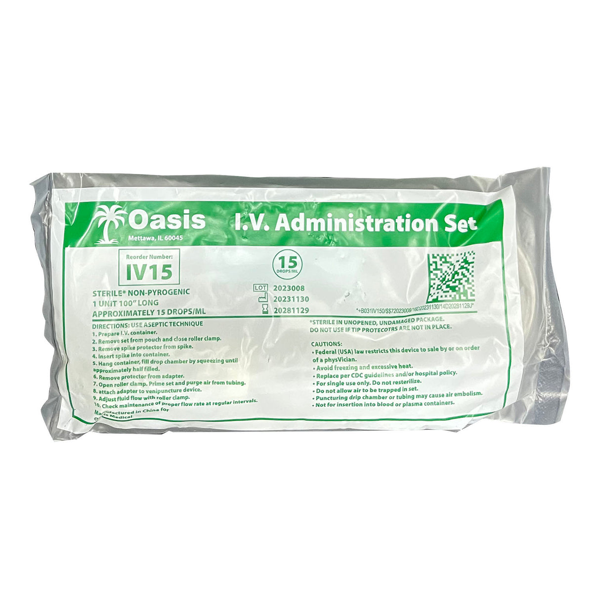 Rx Dripvet IV set 15 drop (100 inch length) Not Vented- No Needle-1 Port