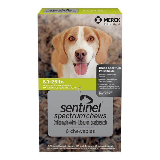 Sentinel Spectrum Chews for Dogs, 6 mo, 8.1-25 lbs, Rx