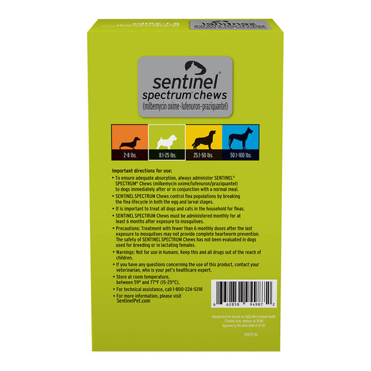 Rx Sentinel Spectrum 8-25lbs (Green) x 6 tablets