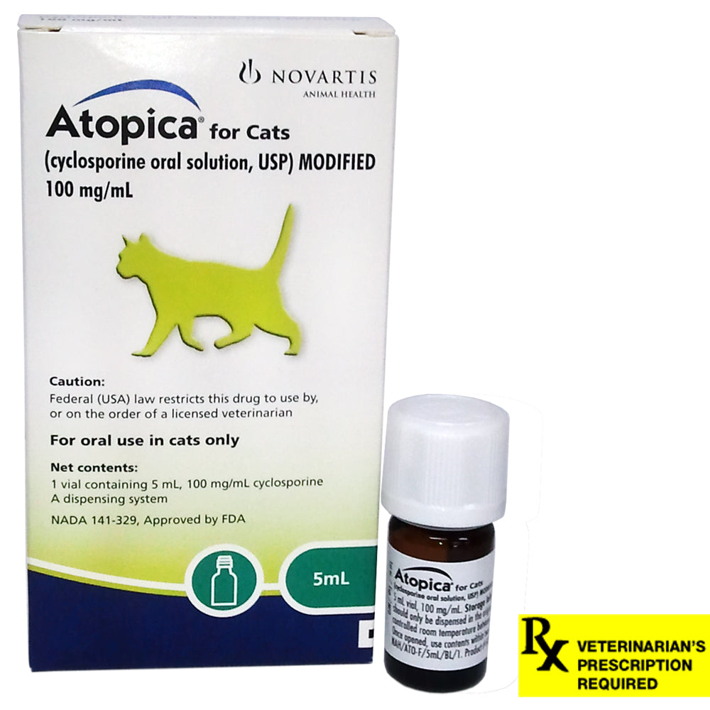 Rx Atopica para gatos, solución oral, 100 mg/ml x frasco de 5 ml