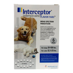 Rx Interceptor, Dog 51-100 lb/Cat 12.1-25 lb, 6 Tablets