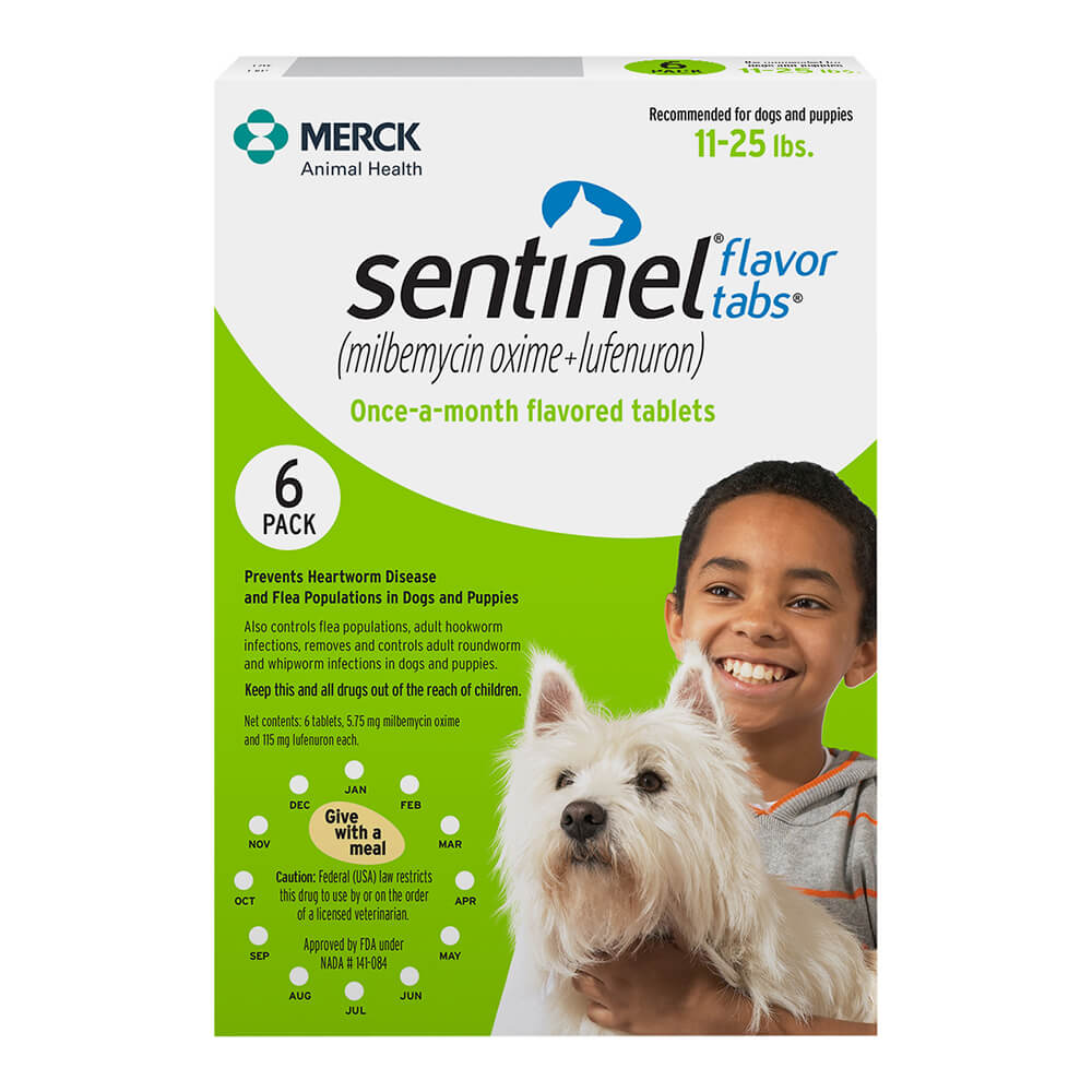 أقراص Rx Sentinel Flavor بوزن 11-25 رطلاً × 6 أقراص