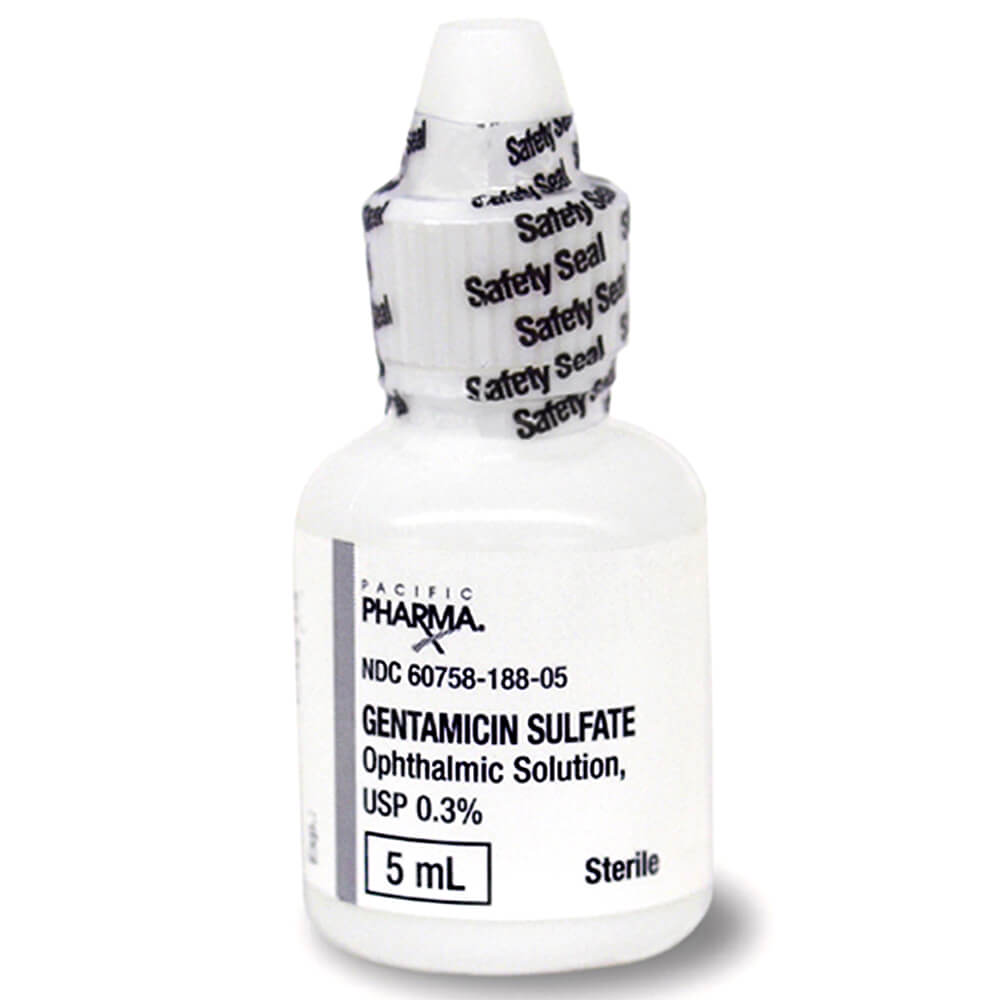 Rx Gentamicin 0.3% solution x 5ml bottle