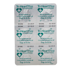 Rx Tri-Heart Plus 26-50 رطلاً (أخضر) × 6 أقراص