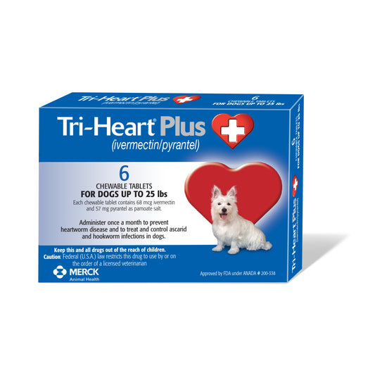 Rx Tri-Heart Plus 0-25lbs (أزرق) × 6 أقراص