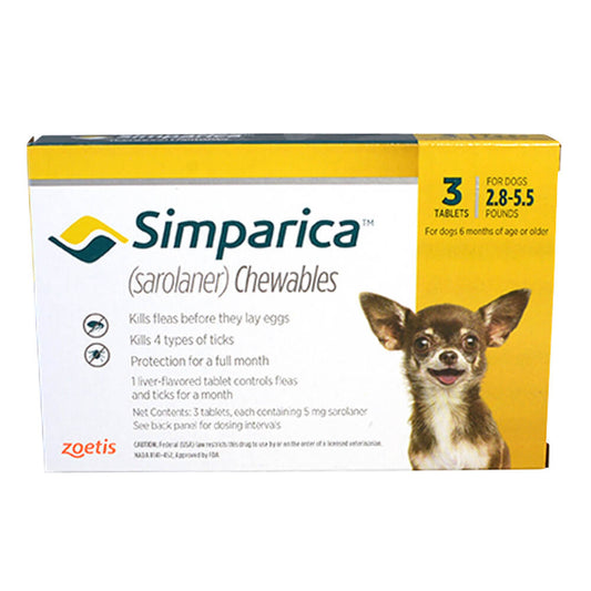 وصفة طبية Simparica 2.8-5.5 رطل × 3 أقراص