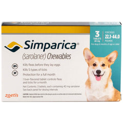 Rx Simparica 22.1-44lbs x 3 tablets