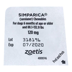 Rx Simparica 88.1-132 رطل × قرص واحد