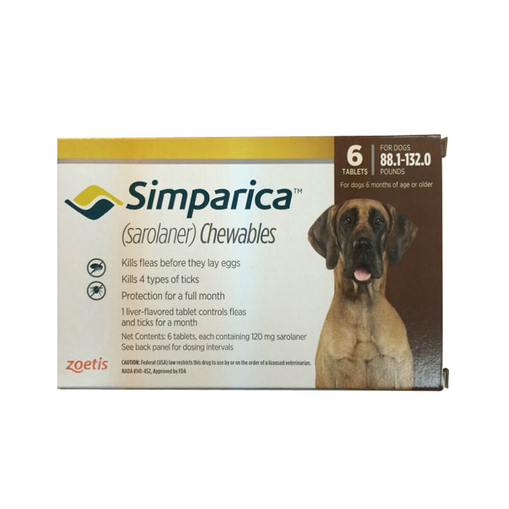 Rx Simparica 88.1-132lbs x 6 tablets