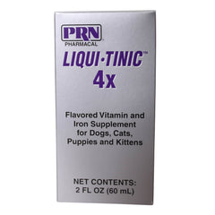 Suplemento de vitaminas y hierro Liqui-Tinic 4X para perros, gatos, cachorros y gatitos, 2 onzas líquidas