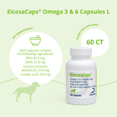 EicosaCaps Omega 3 y 6 para perros y gatos de menos de 18 kg, 60 cápsulas